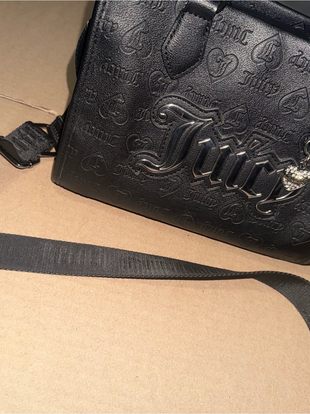 Juicy Couture Black Embossed Logo Crossbody Bag